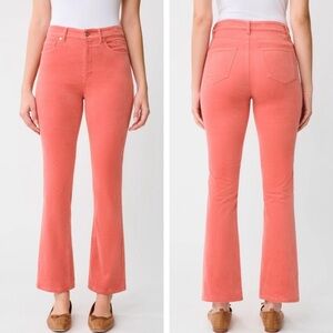 J.McLaughlin Milburn Cropped Velvet Jean Deep Coral 10 Kick Flare Stretch 25”